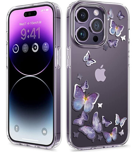 Funda Para iPhone 14 Pro (mariposas Moradas)