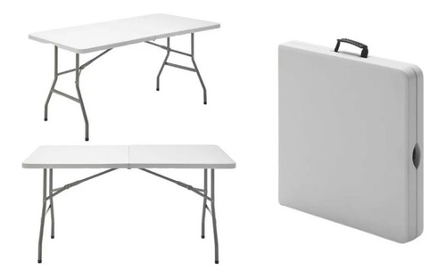 Mesa Plegable Tipo Valija 152 Cm Blanca Color Blanco