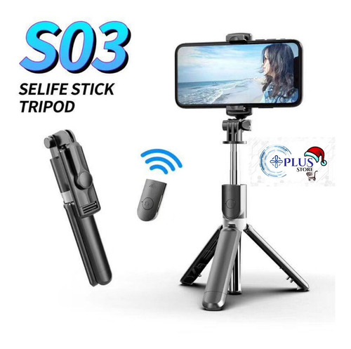 Imagen 2 de 2 de Tripode Stick Selfie Con Control Altura Ajustable Monopod Bt