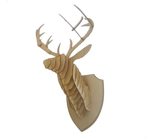 Trofeo Cabeza De Venado Version 2 Mdf Rompecabezas 3d