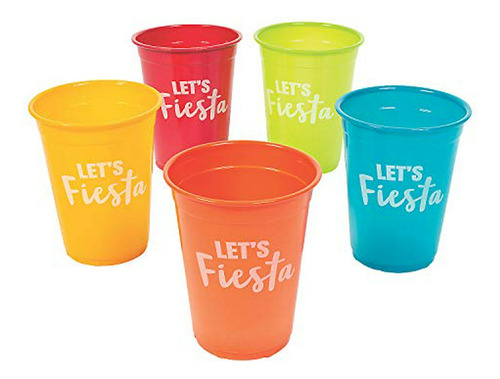 Let's Fiesta Vasos De Plástico Juego De 50, Cada Taza Tiene 