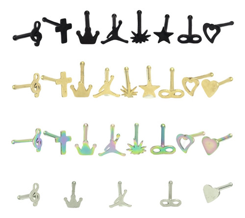 Lote De 10 Piercing Para La Nariz Nostril De Figura Y Color