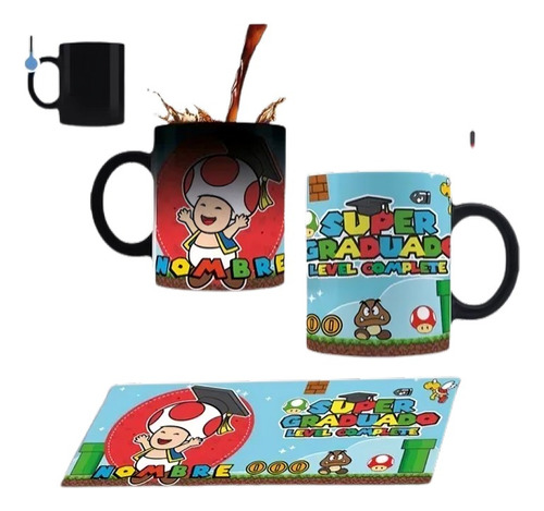 Taza Mágica 11 Oz Graduación Toad Personalizada