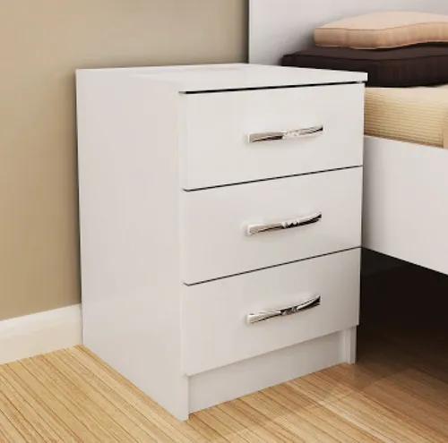 Mesa De Luz 3 Cajones Dormitorio Tabaco Cp038 Color Blanco