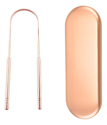 Raspador Limpador De Língua Cobre Puro Com Estojo Inox