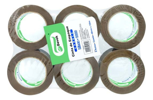 6pzs Cinta Empaque Canela Devek 1000 Acrilica 48mmx150m