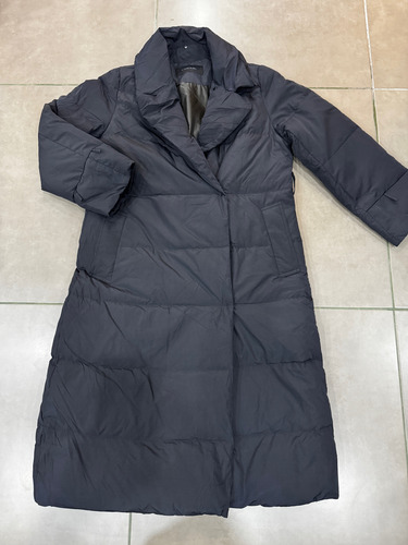Parka Larga Pluma Mujer L S/capucha Cierre Cruzado Boton (Usado)