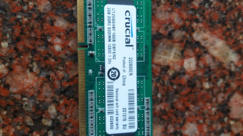 Memoria Corsair Ddr3 Pc3 2 Giga Sodimm 12800 Para Laptop $5