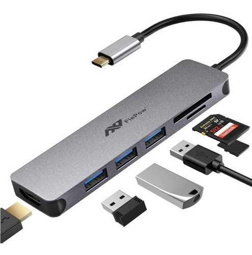 Adaptador Multipuerto Usb C Hub 7 En 1sd/micro Sd Card