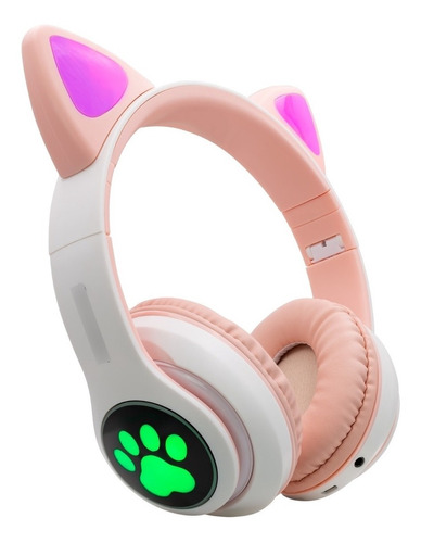 Audifono Wireless Monster Kids Cat Rosa Luz Led - Revogames