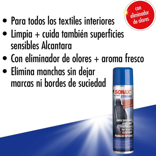 Sonax Xtreme Limpia Tapizado Quita Mancha Alfombra Alcantara
