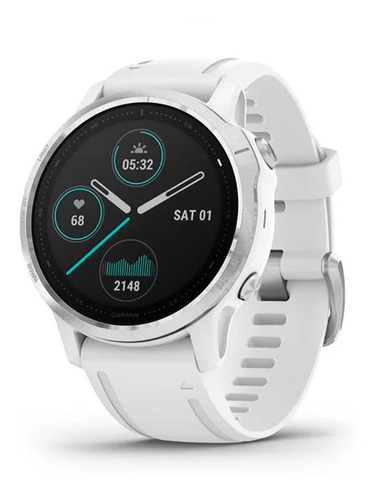 Reloj Garmin Fenix 6 S Plata Malla Blanca Gps Smartwatch