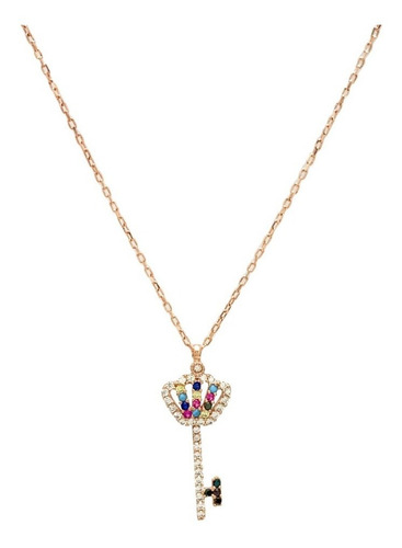 Collar Plata Fina 925 Turca Dije De Llave, Estambul Joya Color Blanco