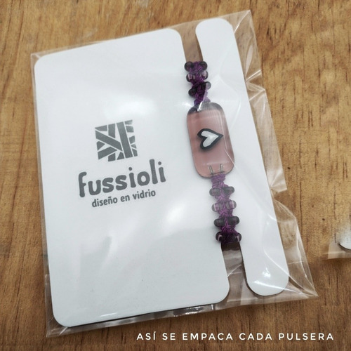 Imagen 8 de 9 de Pulsera Tejida Chaquiron Corazón Morado