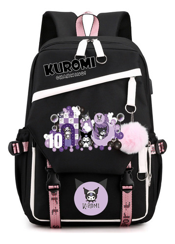 Mochila Escolar Kuromi Melody Peripheral De Gran Capacidad 3 Color 2023 White 10th Anniversary