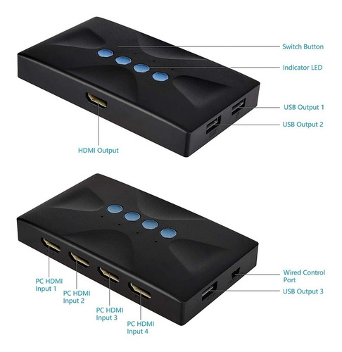 Imagen 6 de 7 de Switch Kvm 4 Puertos Hdmi 4k