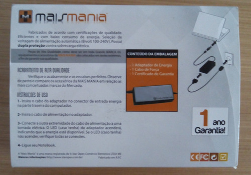 Carregador Notebook Universal - Mais Mania