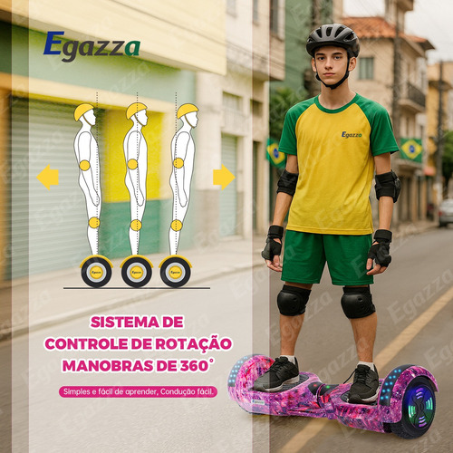 Hoverboard Elétrico Egazza K5 Purple Starrysky Com Bluetooth