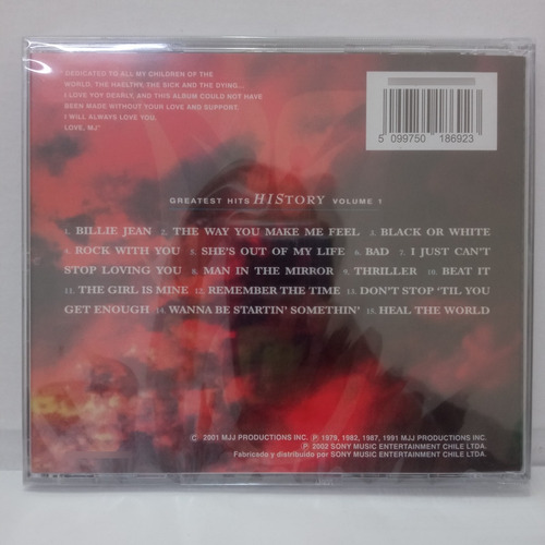Michael Jackson Greatest Hits History Volume I Cd Nuevo