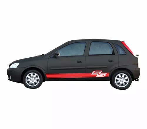 Emblema Corsa Wind Super Adesivo Lateral Vermelho Resinado