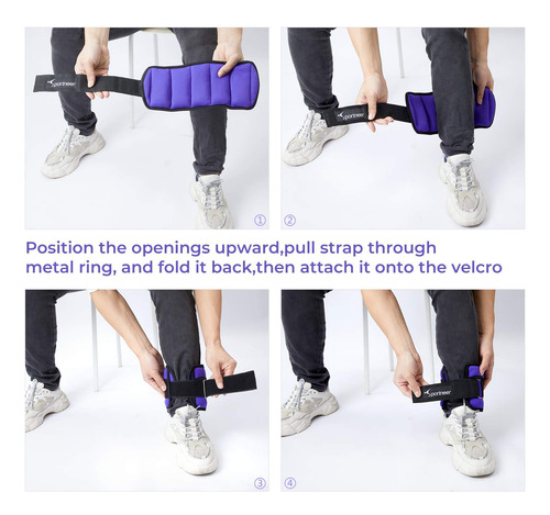 Tobilleras Deportivas Peso Ajustable Correa Velcro Violeta Violeta