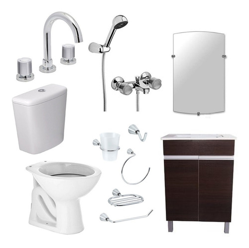 Juego Baño Completo Wengue Canillas Accesorios Sanitarios