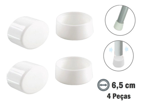 Ponteira Protetora Pé De Cadeira Mesa Cadeira Redondo 6,5cm
