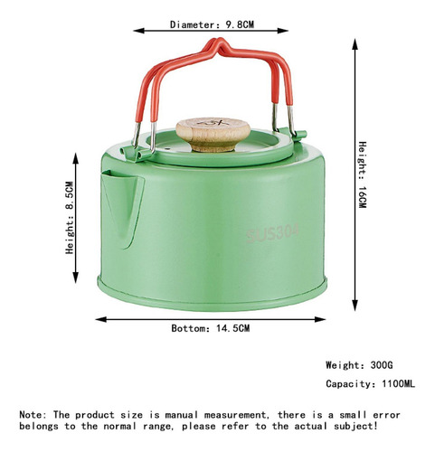Camping Hervy Té Con Mango De Bebida 1.1 L Verátil Verde