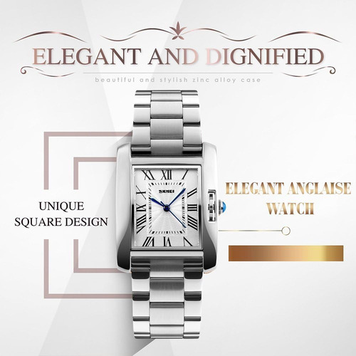 Reloj Pulsera Mastop Rectangular De Acero Inoxidable P/mujer
