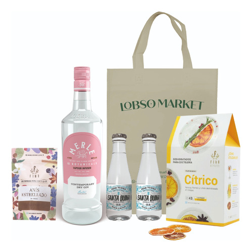 Kit Regalo Gin Tonic Gin Merle + Tonicas + Botanicos Fika