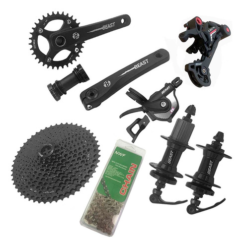 Transmision Bici Beast Mtb 1x11 Pasos Clutch Monoplato Mazas