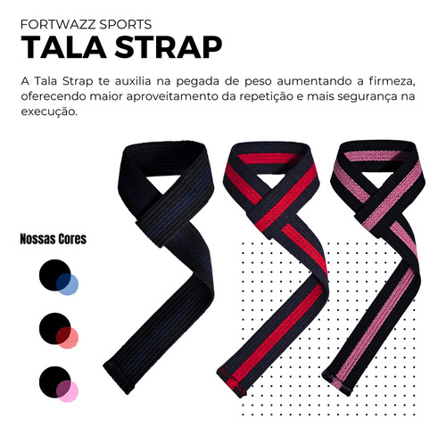 2 Straps Academia Profissional 100% Algodão Mais Resultado Cor Tala Strap Preto/rosa