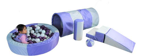Alberca De Pelotas Lila+ Kit De Estimulacion Temprana+ Tunel