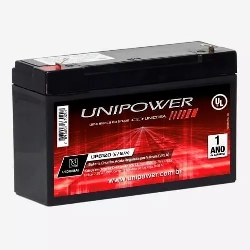 Bateria Selada 6v 12ah Unipower Up6120 Bandeirantes Biemme
