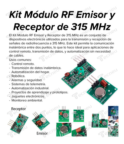 Modulo Rf Emisor Y Receptor 315mhz Comunicación Inalámbrica