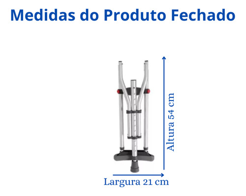 Muleta Axilar Alumínio Ajustável 3 Em 1 Sup 130kg Par P M G