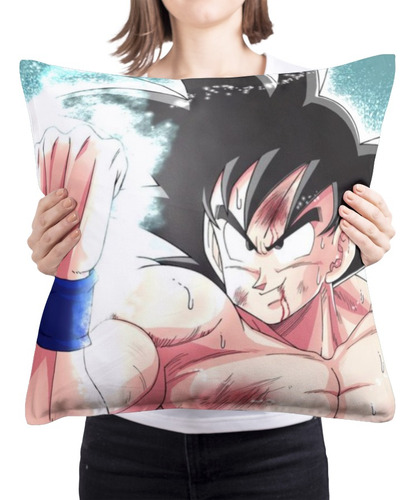 Cojin Almohada Goku Anime Diseño Fondo Azul Hogar 45x45cm   