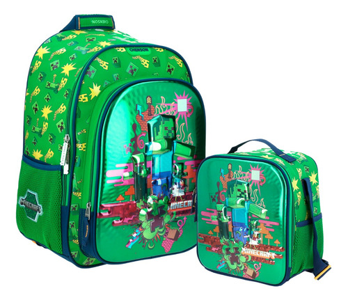 Kit Mochila Y Lonchera Chenson Minecraft Niño Primaria Original