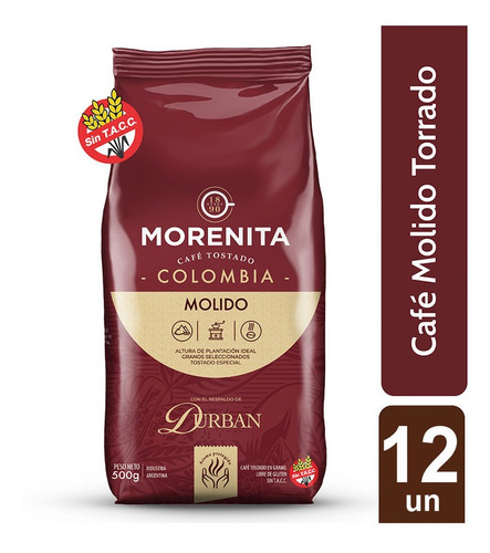 Morenita Cafe Molido Tostado Colombia 500 Gr X 12 Unidades