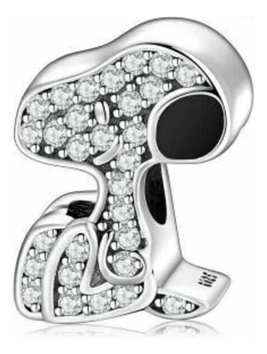 Charm Snoopy Con Cristales Y Woodstock Plata S925 Snoopy Y Woodstock