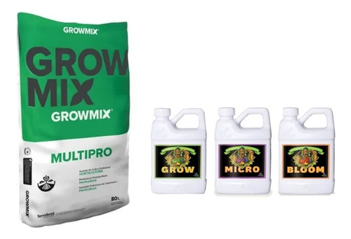  Grow Mix Multipro 80 Lt  Bases Micro Grow Bloom 1 Lt