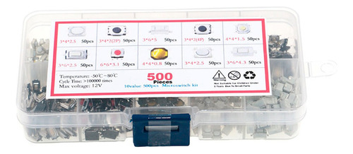 . 500 Piezas Push Button Boton 10 Modelos Smd Microswitch