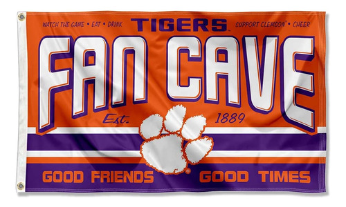 Bandera De La Cueva Del Hombre Fan De Clemson