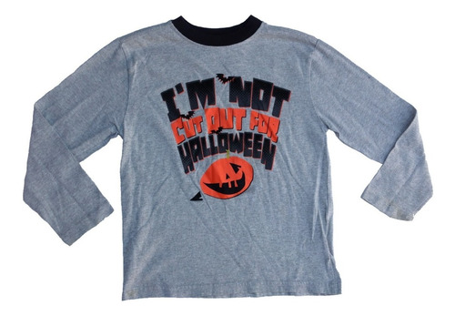 Playera Manga Larga Halloween Algodón Unisex Calabaza Tercio