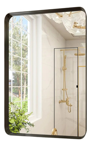 Espejo Rectangular 60x80cm Con Marco Aluminio Negro O Dorado