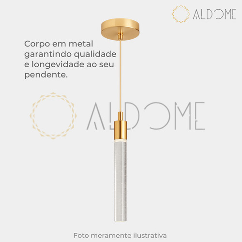 Luminária Pendente Led Cristal Cilíndrico Lavabo Quarto 3em1