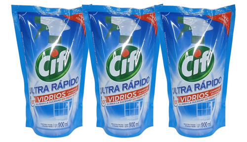 Pack X3 Cif Limpiador Y Vidrios Recarga 900 Ml C/u