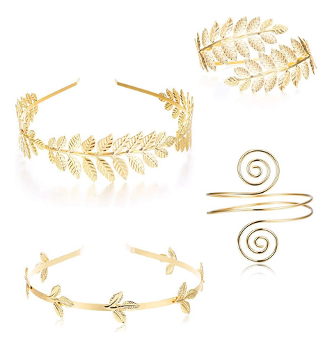 Finrezio 4pcs Diosa Griega Diadema Brazalete Conjunto De Joy