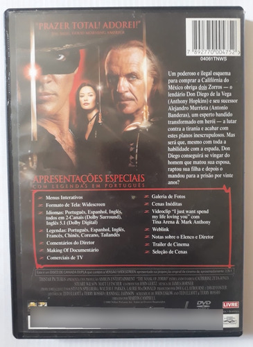 Dvd A Máscara Do Zorro - Antonio Banderas - Ótimo Estado (Usado)