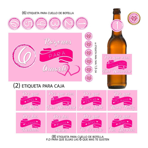 Kit Imprimible 12 Etiquetas De Cervezas San Valentin 